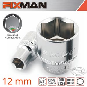 FIXMAN 1/2' Drive Hex Socket 12mm X 21.8mm